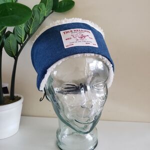 TRUE RELIGION NWT Denim Sherpa Lined Headband - O/S